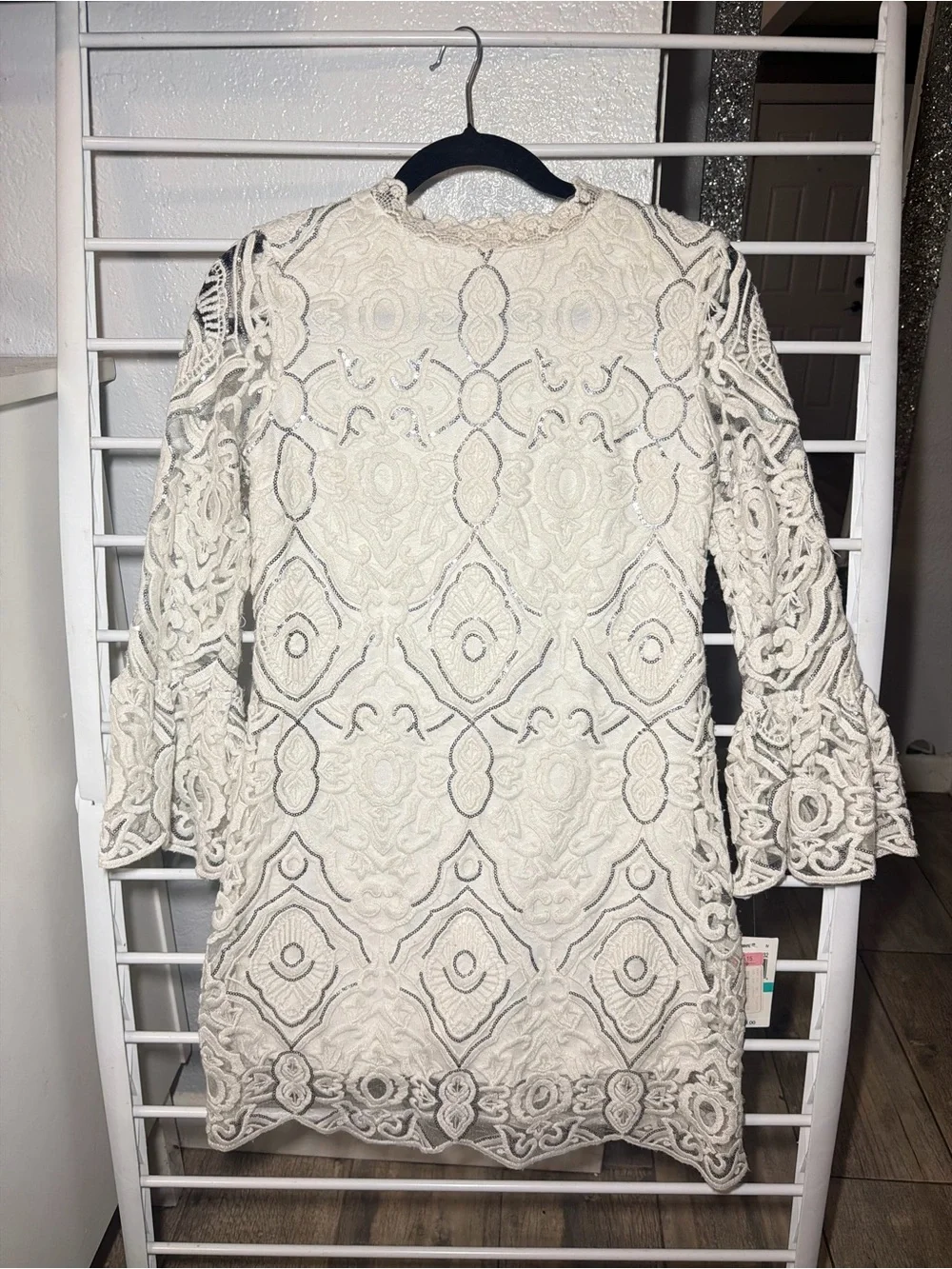 GB girls Ivory Lace Long Sleeve Shift Dress